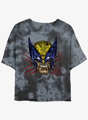 Wolverine Rage Face Womens Tie-Dye Crop T-Shirt