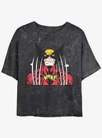 Wolverine Bring The Claws Womens Mineral Wash Crop T-Shirt