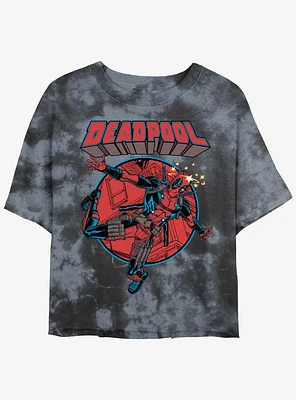 Marvel Deadpool Falling Dummy Womens Tie-Dye Crop T-Shirt