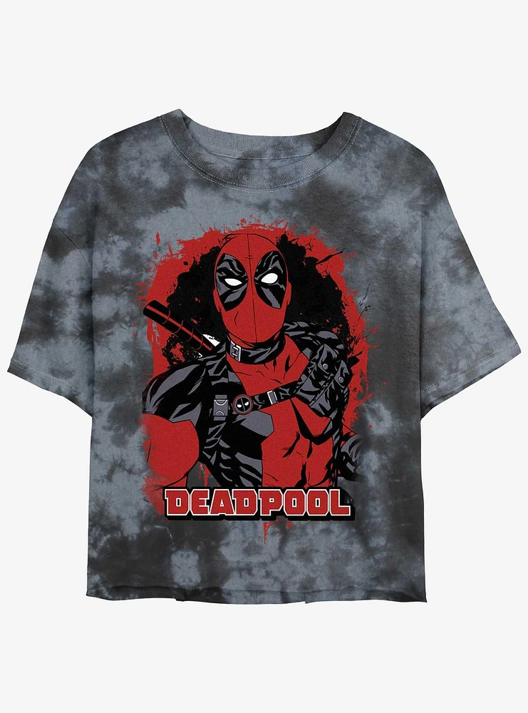 Marvel Deadpool Painted Merc Womens Tie-Dye Crop T-Shirt
