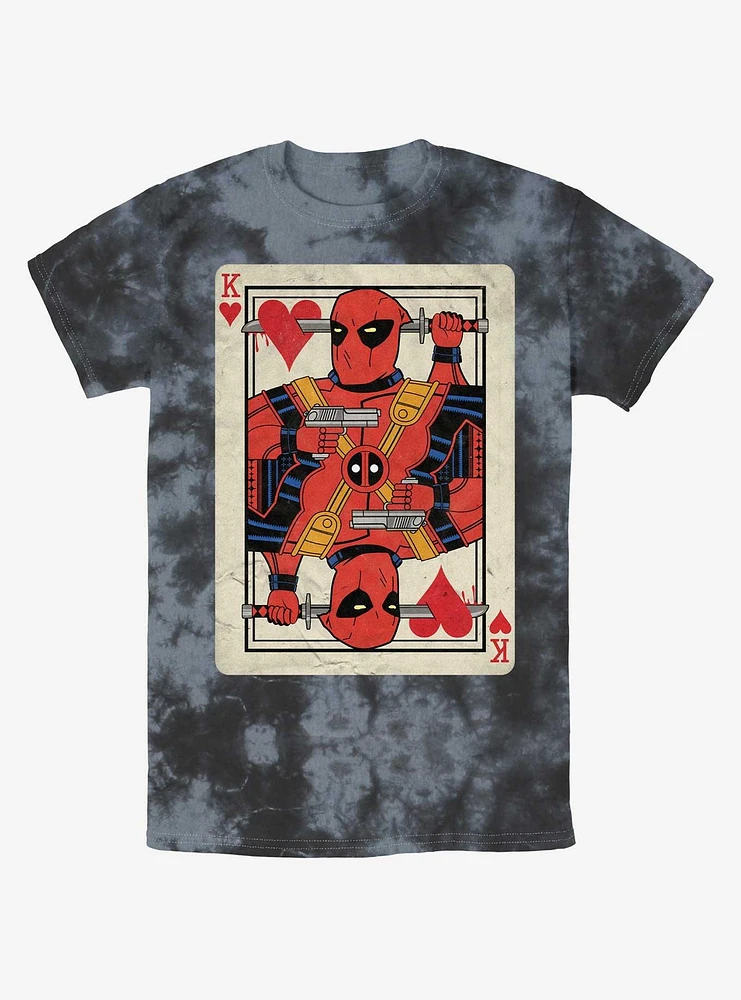 Marvel Deadpool King Of Hearts Card Tie-Dye T-Shirt