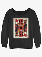 Marvel Deadpool King Of Hearts Card Womens Slouchy Sweatshirt