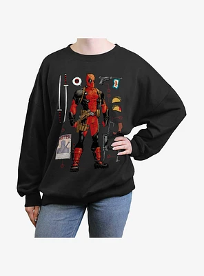 Marvel Deadpool Mercenary Items Womens Oversized Sweatshirt