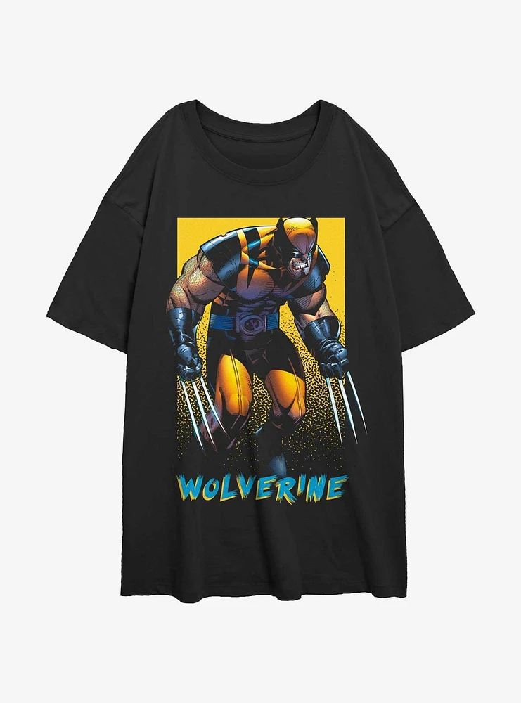 Wolverine Claws Out Poster Womens Oversized T-Shirt