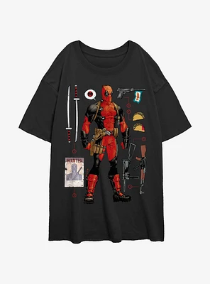 Marvel Deadpool Mercenary Items Womens Oversized T-Shirt