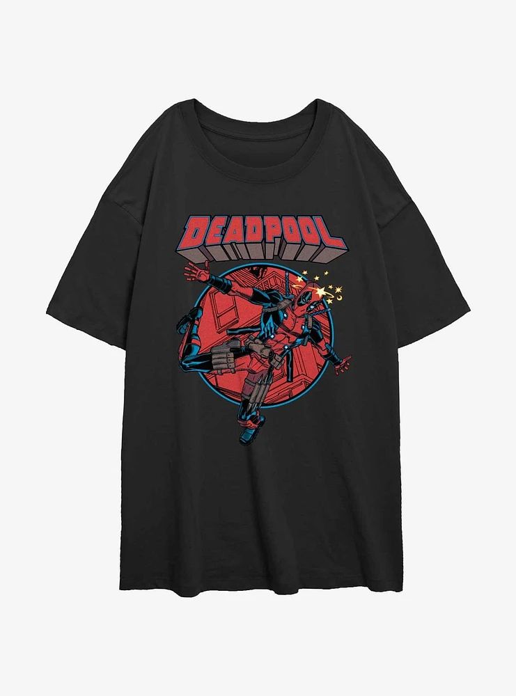 Marvel Deadpool Falling Dummy Womens Oversized T-Shirt