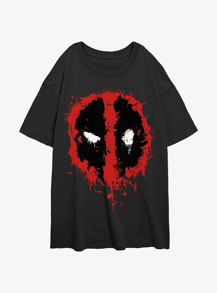 Marvel Deadpool Splatter Dead Eye Womens Oversized T-Shirt