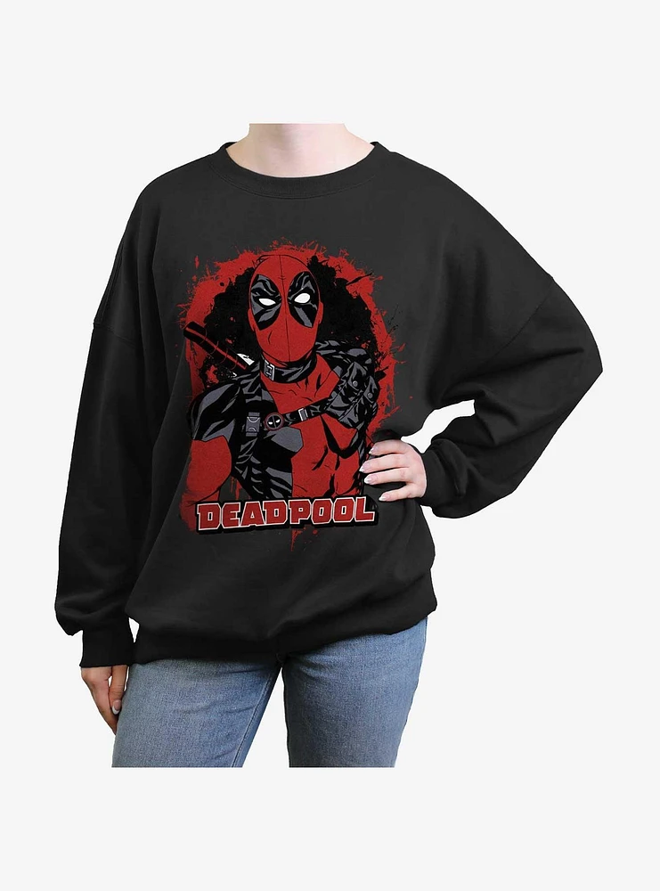 Marvel Deadpool Painted Merc Womens Oversized Sweatshirt