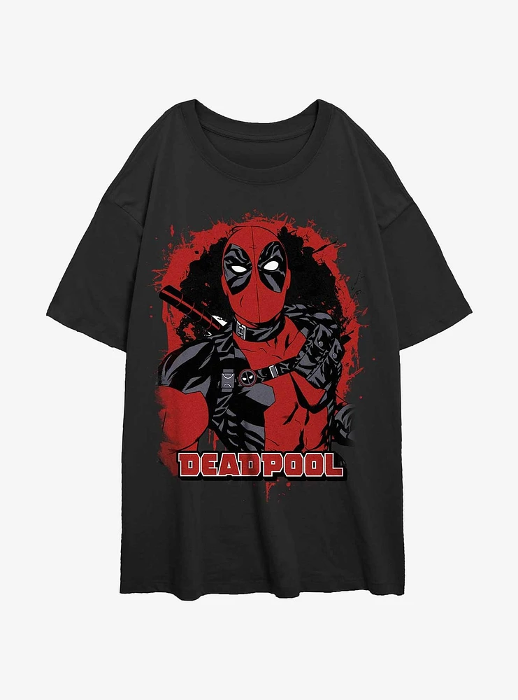 Marvel Deadpool Painted Merc Womens Oversized T-Shirt