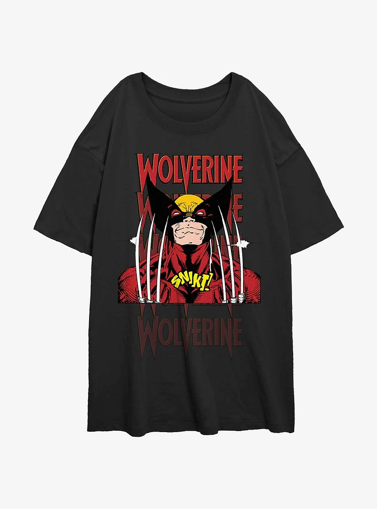 Wolverine Shiny Claws Womens Oversized T-Shirt