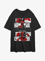 Marvel Deadpool Action Panels Womens Oversized T-Shirt