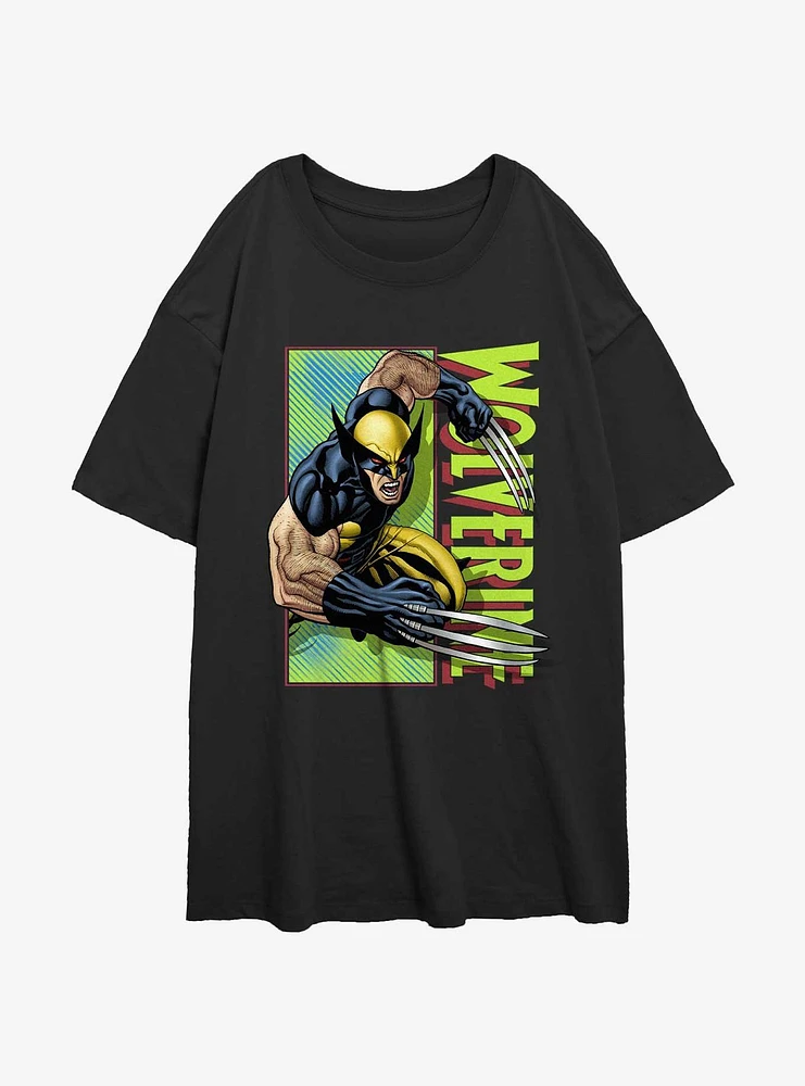 Wolverine Attack Panel Womens Oversized T-Shirt