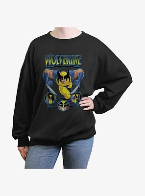 Wolverine Animated Attack Womens Oversized Sweatshirt