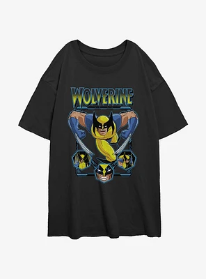 Wolverine Animated Attack Womens Oversized T-Shirt