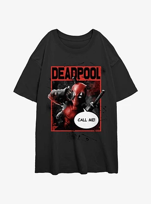 Marvel Deadpool Call Me Poster Womens Oversized T-Shirt