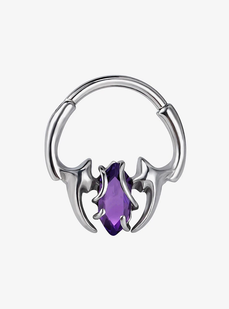 Steel Purple Gem Thorn Hinged Clicker