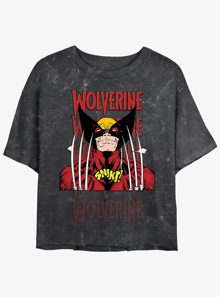 Wolverine Shiny Claws Girls Mineral Wash Crop T-Shirt