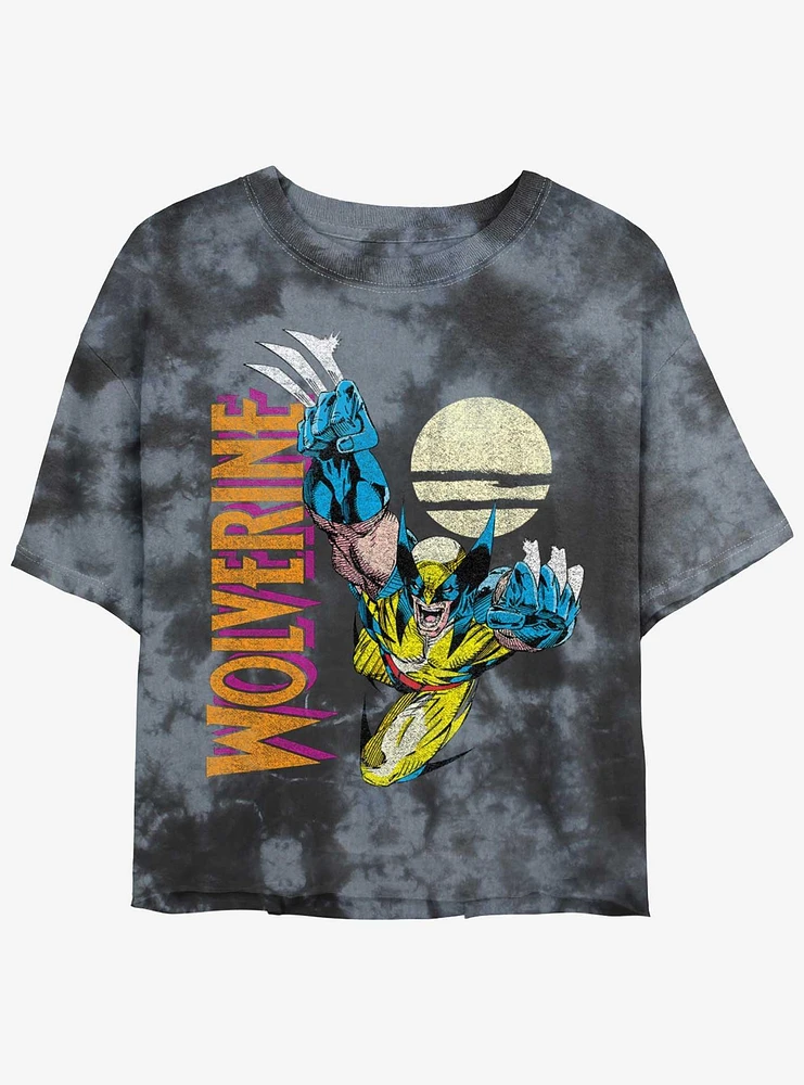 Wolverine Pounce At Night Girls Tie-Dye Crop T-Shirt