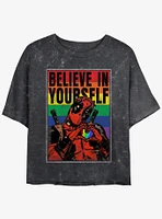 Marvel Deadpool Believe Yourself Poster Girls Mineral Wash Crop T-Shirt