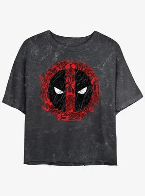 Marvel Deadpool Evil Eye Icons Girls Mineral Wash Crop T-Shirt