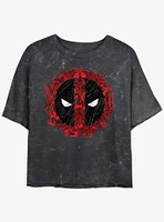 Marvel Deadpool Evil Eye Icons Girls Mineral Wash Crop T-Shirt