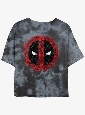 Marvel Deadpool Evil Eye Icons Girls Tie-Dye Crop T-Shirt