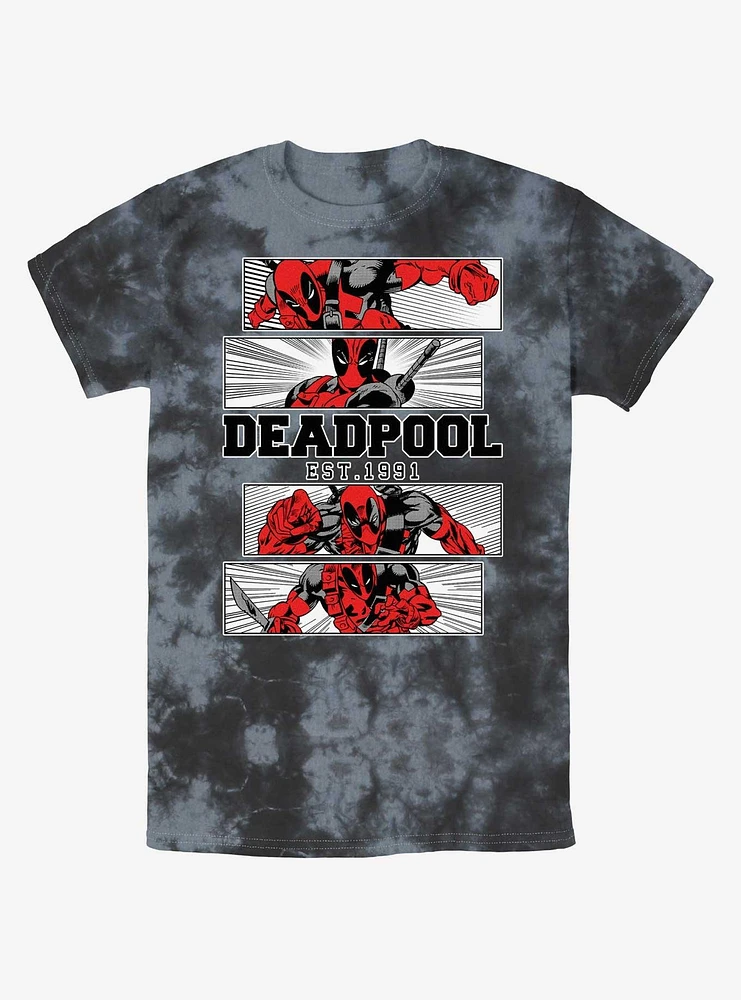 Marvel Deadpool Action Panels Tie-Dye T-Shirt