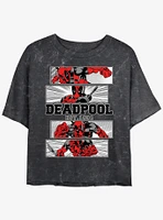 Marvel Deadpool Action Panels Girls Mineral Wash Crop T-Shirt