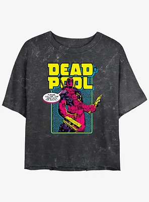 Marvel Deadpool Name Change Girls Mineral Wash Crop T-Shirt