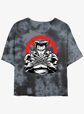 Wolverine Mutated X Logo Girls Tie-Dye Crop T-Shirt