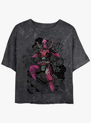 Marvel Deadpool Dragon Ninja Girls Mineral Wash Crop T-Shirt