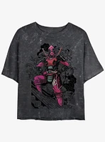 Marvel Deadpool Dragon Ninja Girls Mineral Wash Crop T-Shirt