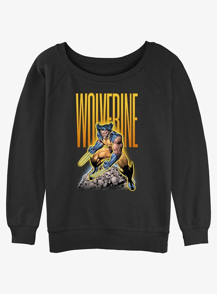 Wolverine Skull Pile Girls Slouchy Sweatshirt