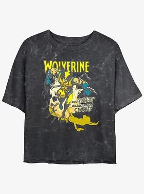 Wolverine Adamantium Time Girls Mineral Wash Crop T-Shirt