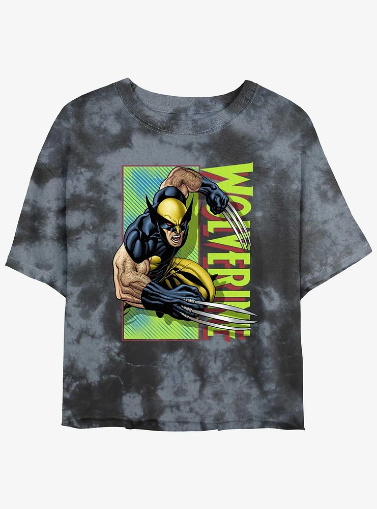 Wolverine Attack Panel Girls Tie-Dye Crop T-Shirt
