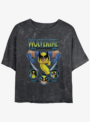 Wolverine Animated Attack Girls Mineral Wash Crop T-Shirt