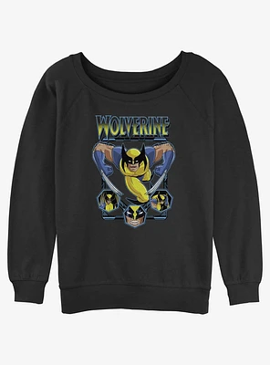 Wolverine Animated Attack Girls Slouchy Sweatshirt