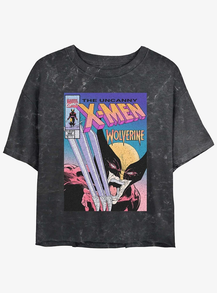 Wolverine The Uncanny X-Men Comic Cover Girls Mineral Wash Crop T-Shirt