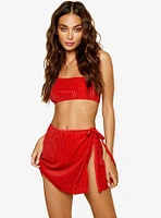 Dippin' Daisy's Aglow Adjustable Side Tie Swim Cover-Up Skirt Wild Cherry