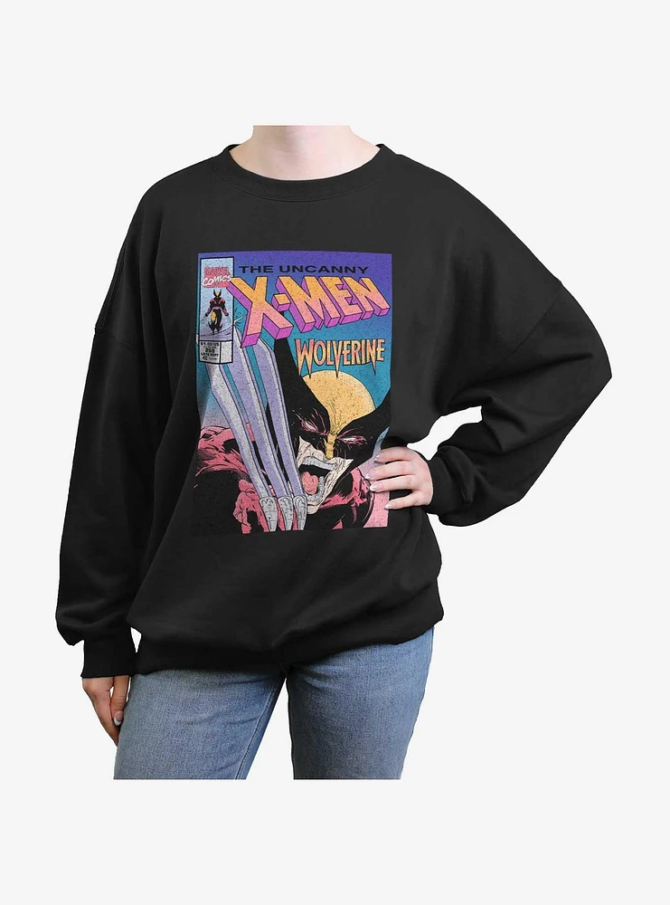 Wolverine The Uncanny X-Men Comic Cover Girls Oversized Sweatshirt