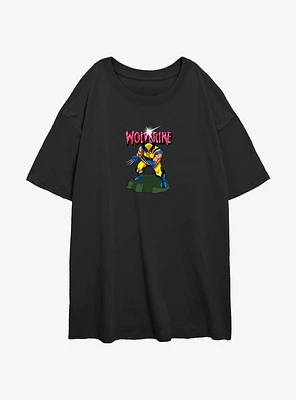 Wolverine Action Pose Girls Oversized T-Shirt