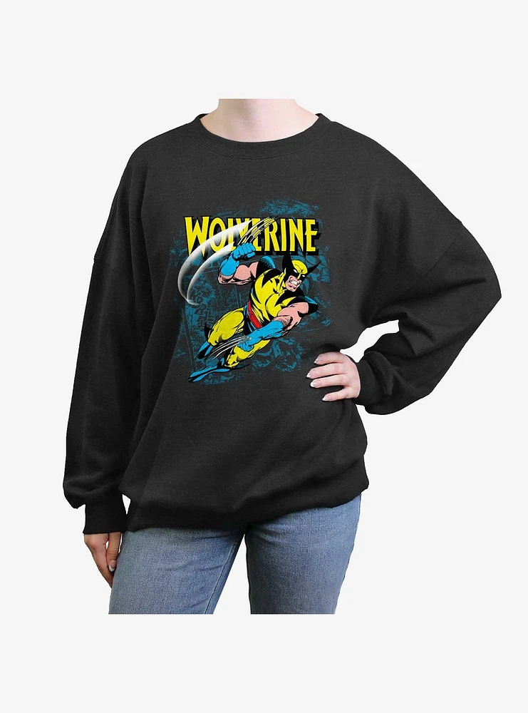 Wolverine Wolf Slash Girls Oversized Sweatshirt