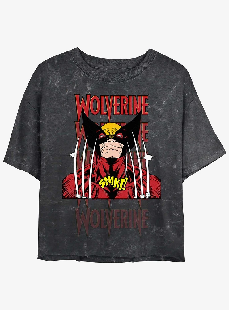 Wolverine Shiny Claws Womens Mineral Wash Crop T-Shirt