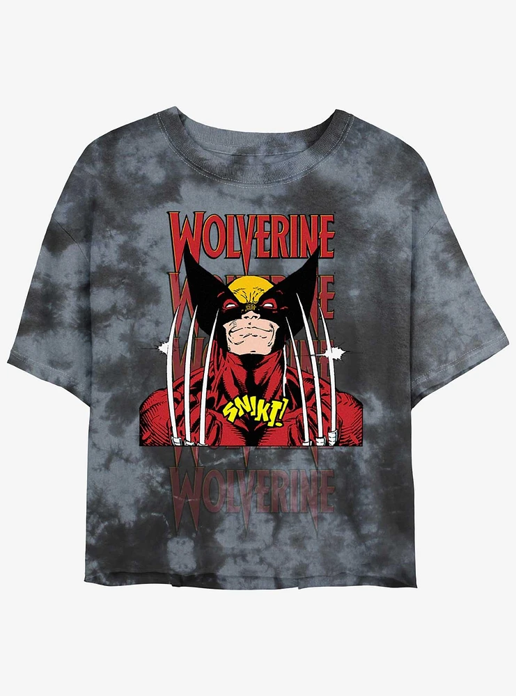 Wolverine Shiny Claws Womens Tie-Dye Crop T-Shirt