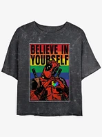 Marvel Deadpool Believe Yourself Poster Womens Mineral Wash Crop T-Shirt