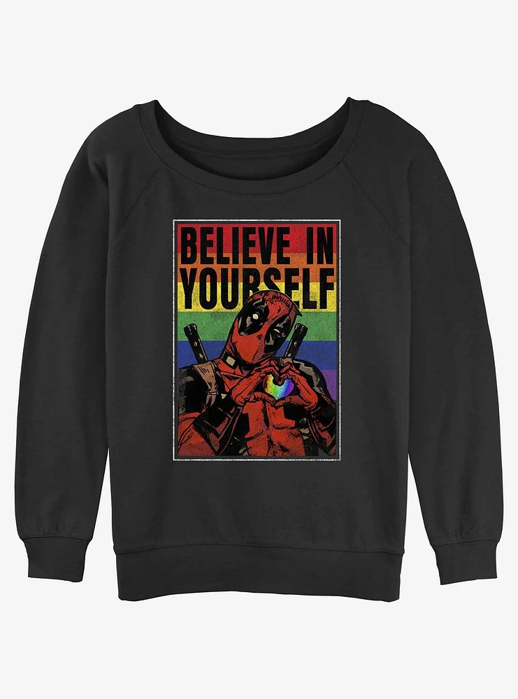 Marvel Deadpool Believe Yourself Poster Womens Slouchy Sweatshirt