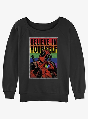 Marvel Deadpool Believe Yourself Poster Womens Slouchy Sweatshirt