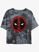 Marvel Deadpool Evil Eye Icons Womens Tie-Dye Crop T-Shirt