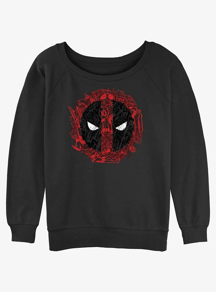 Marvel Deadpool Evil Eye Icons Womens Slouchy Sweatshirt