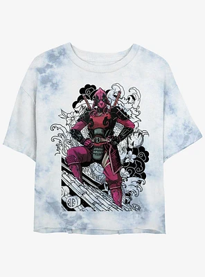 Marvel Deadpool Dragon Ninja Womens Tie-Dye Crop T-Shirt